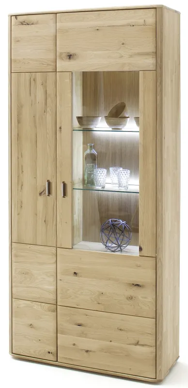 Kombi-Vitrine Ravello 2 | Balkeneiche Bianco | ohne Beleuchtung