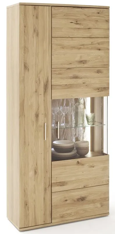 Kombi-Vitrine Santori | Eiche Bianco | LED Beleuchtung