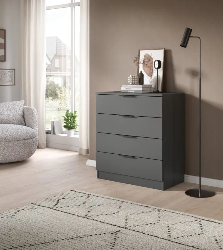 Kommode Kopenhagen | mit 4 Schubkästen | anthrazit