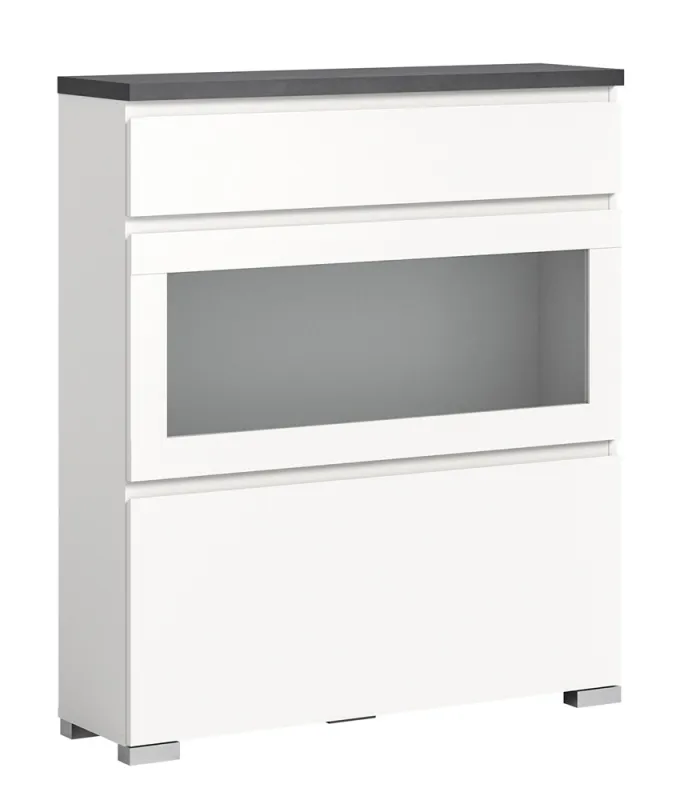 Kommode Schuhschrank Shoelove mit Schubkasten | weiß / Industrial grau Komplettset