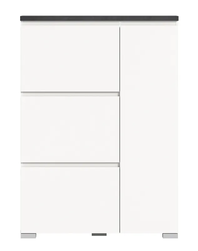 Kommode Schuhschrank Shoelove mit Schubkasten | weiß / Industrial grau | ohne Beleuchtung 95 cm x 130 cm x 18 cm