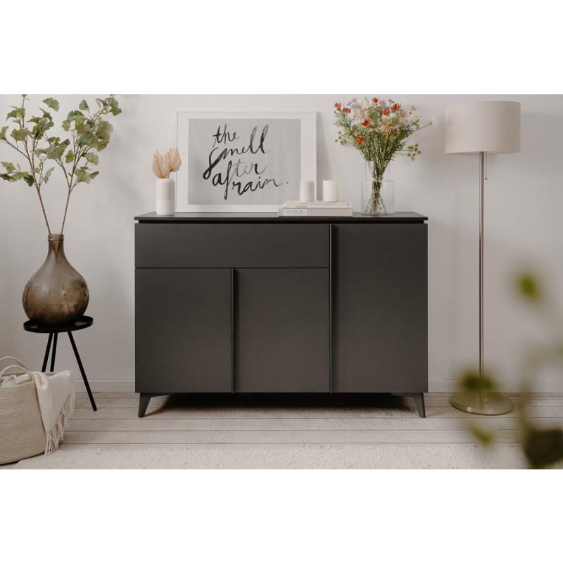 Kommode Sideboard Bertrix | Schiefer dunkel / Anthrazit | 133 cm x 92 cm x 40 cm