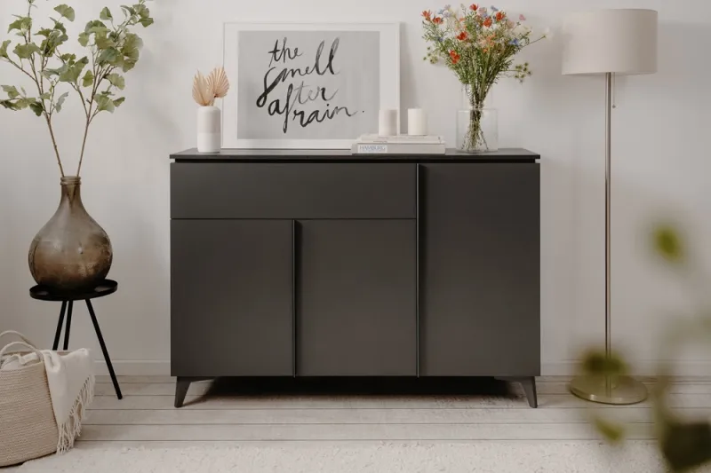 Kommode Sideboard Bertrix | Schiefer dunkel / Anthrazit | 133 cm x 92 cm x 40 cm