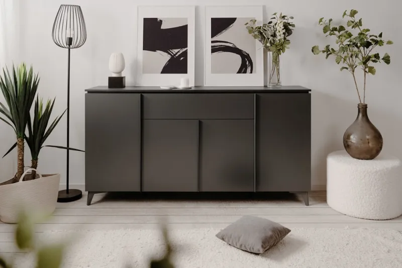 Kommode Sideboard Bertrix | Schiefer dunkel / Anthrazit | 177 cm x 92 cm x 40 cm