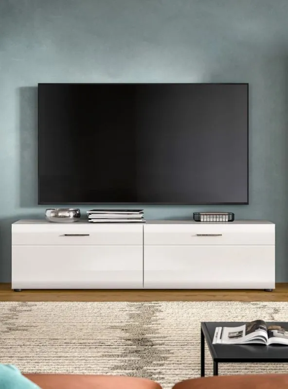 Lowboard Ice | mit 2 Klappen | weiß