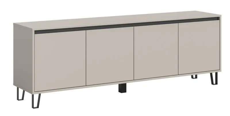 Lowboard TV-Board Balton, Kaschmir, 4-türiges Sideboard mit Keilfüßen
