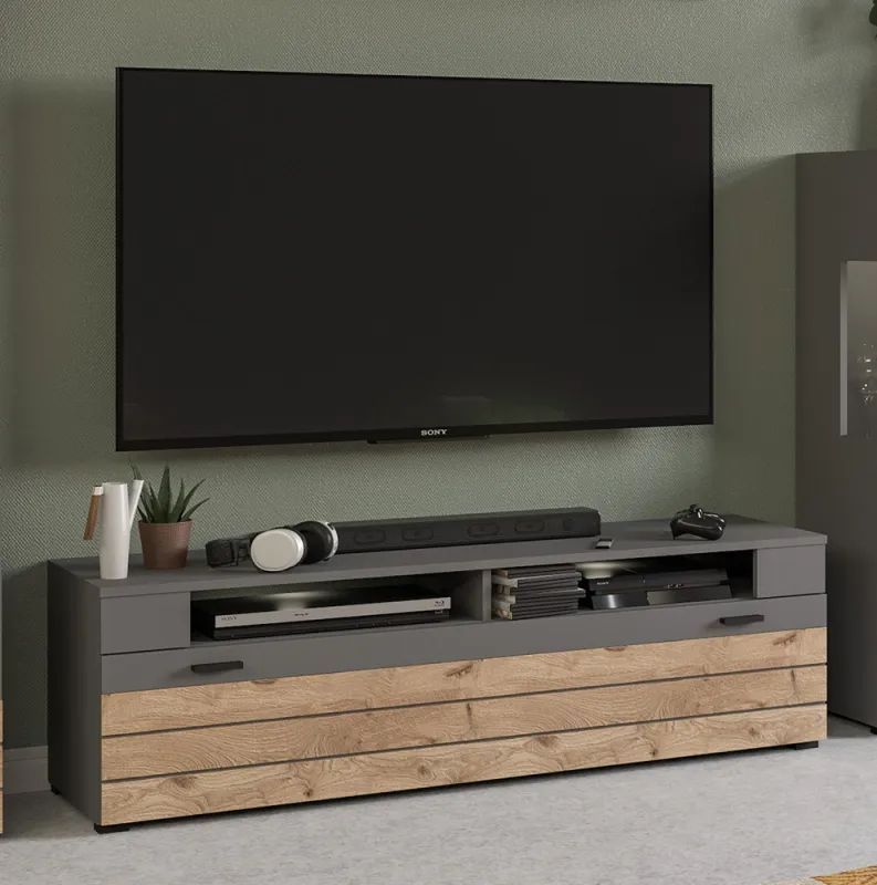 Lowboard TV-Board Freno | grau matt / Nox Oak | ohne Beleuchtung