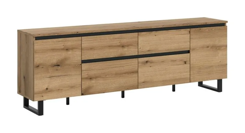 Lowboard TV-Board Tomasa | Evoke Oak / schwarz