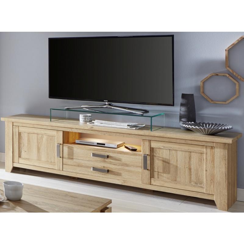 Lowboard TV-Schrank Canyon groß | Alteiche Holz Design | LED Beleuchtung