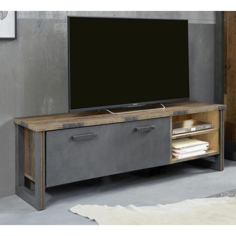 Lowboard TV-Schrank Prime | Old Used Wood / Matera grau | LED Beleuchtung | Shabby Look