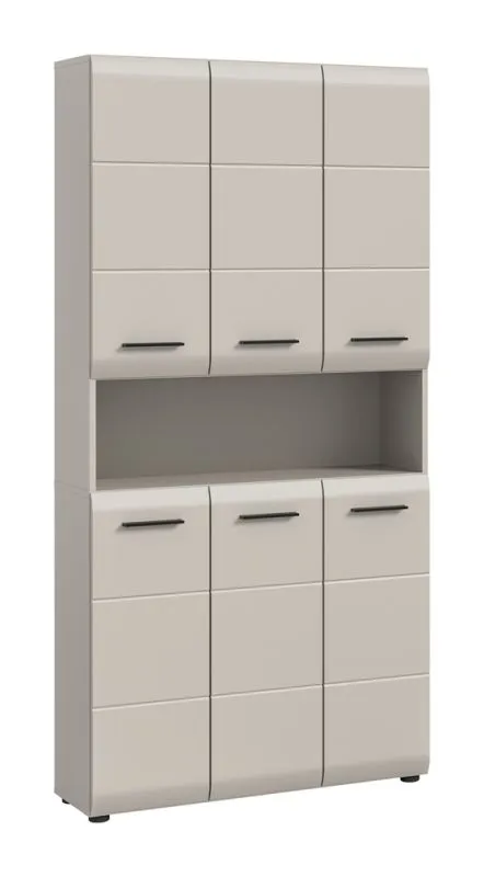 Mehrzweckschrank Ice, Kaschmir matt, 3 Türenschränke mit offenem Regal in der Mitte, Griffmulden
