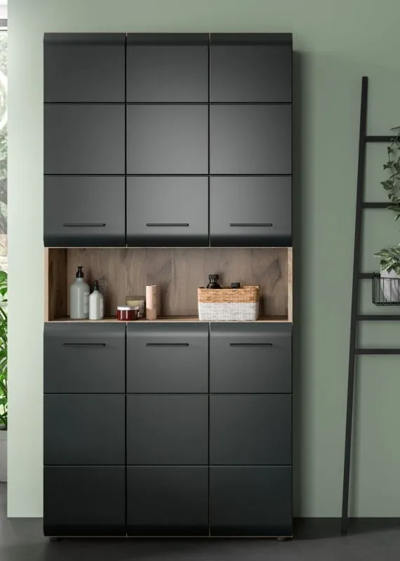 Mehrzweckschrank Ice | Nox Oak / schwarz matt