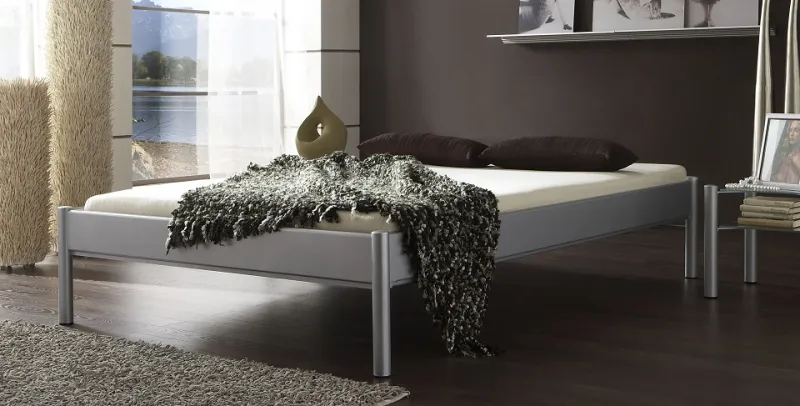 Metallbett Iris 3 | silber Struktur | 90x190