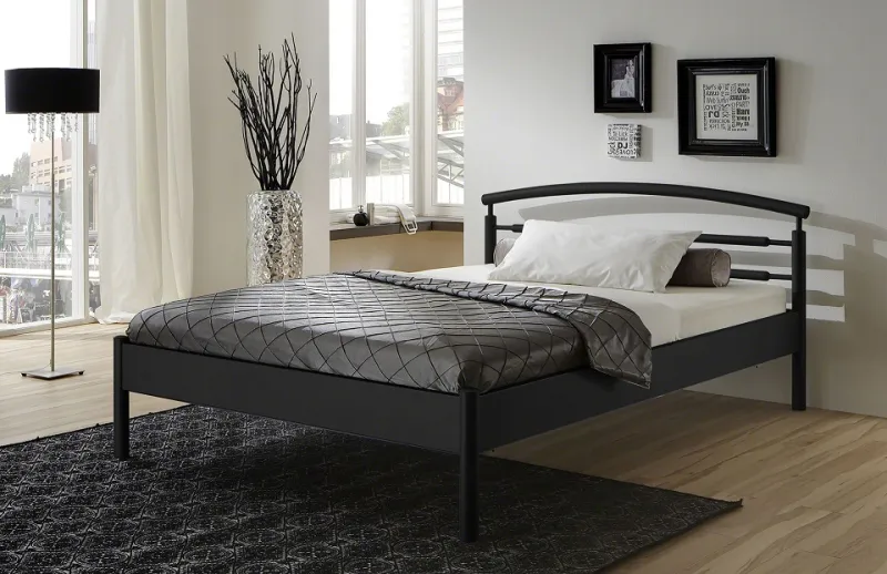 Metallbett Iris | mit Kopfteil | schwarz | 160x200