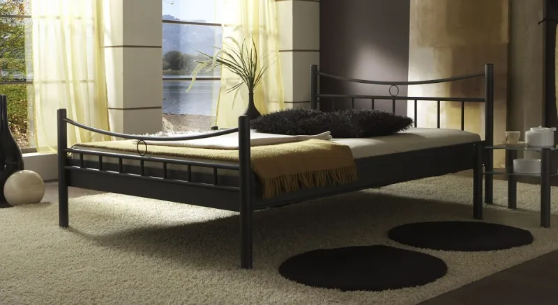 Metallbett Iris | schwarz | mit Fußteil | 120x220