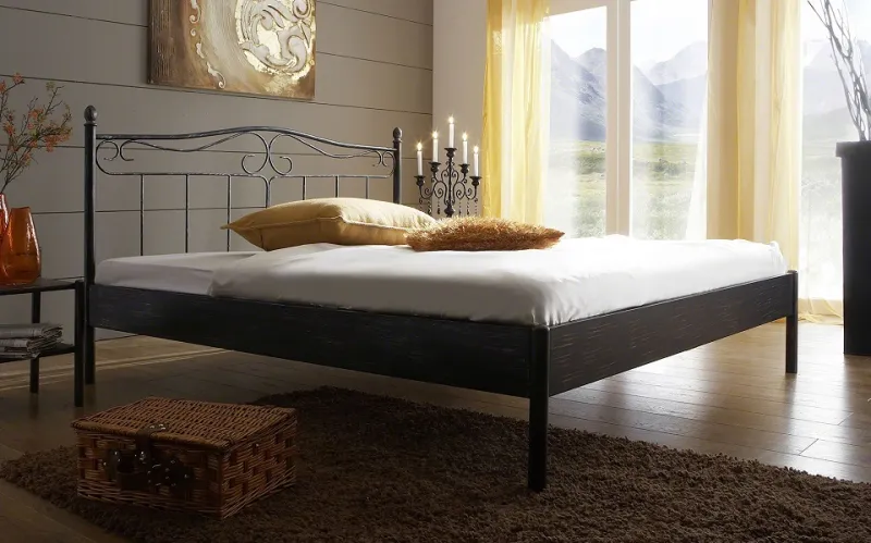 Metallbett Iris | schwarz / silber gewischt | 160x200 | ohne Fußteil