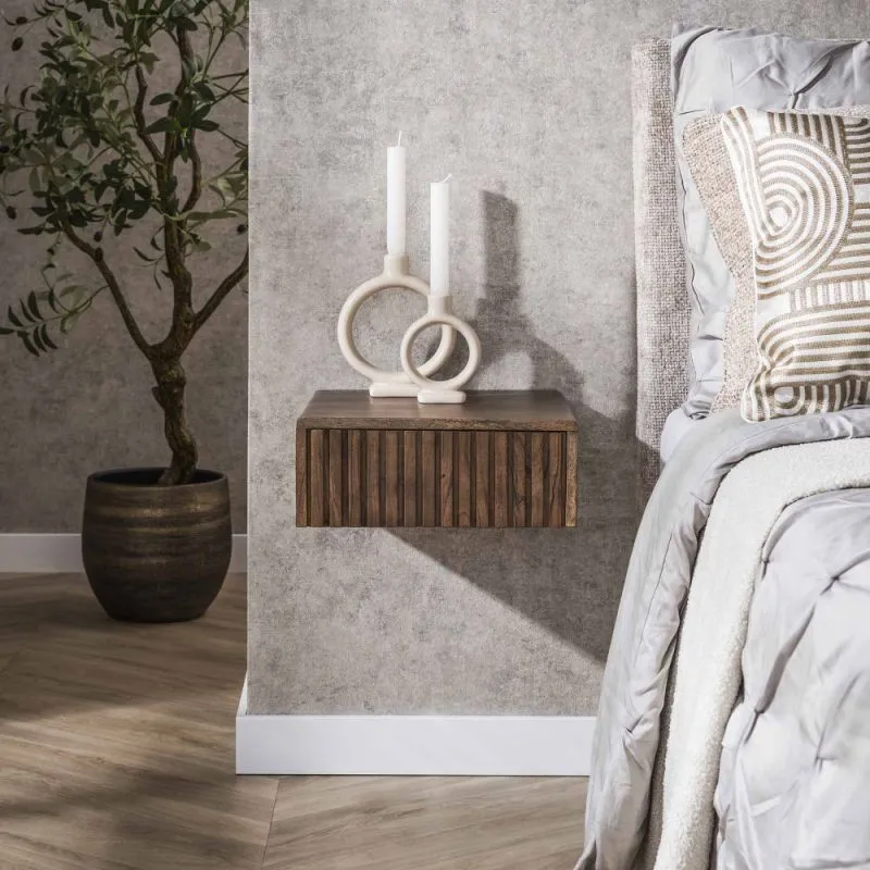 Nachttisch set Galia | 2-teilig | mit Schubkasten | Akazie massiv | braun