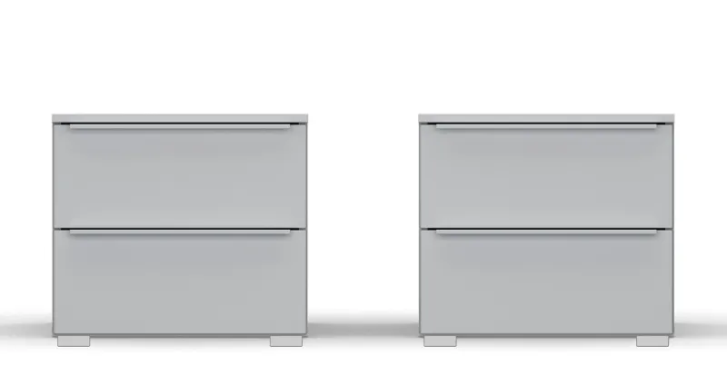 Nachttisch Set Monostar | 2-teilig | mit Schubkästen | seidengrau | 47 cm x 43 cm x 42 cm