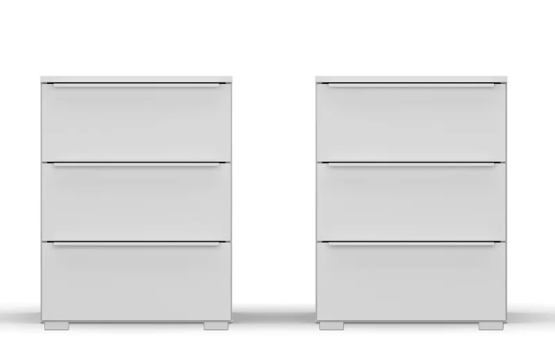 Nachttisch Set Monostar | 2-teilig | mit Schubkästen | seidengrau | 47 cm x 62 cm x 43 cm