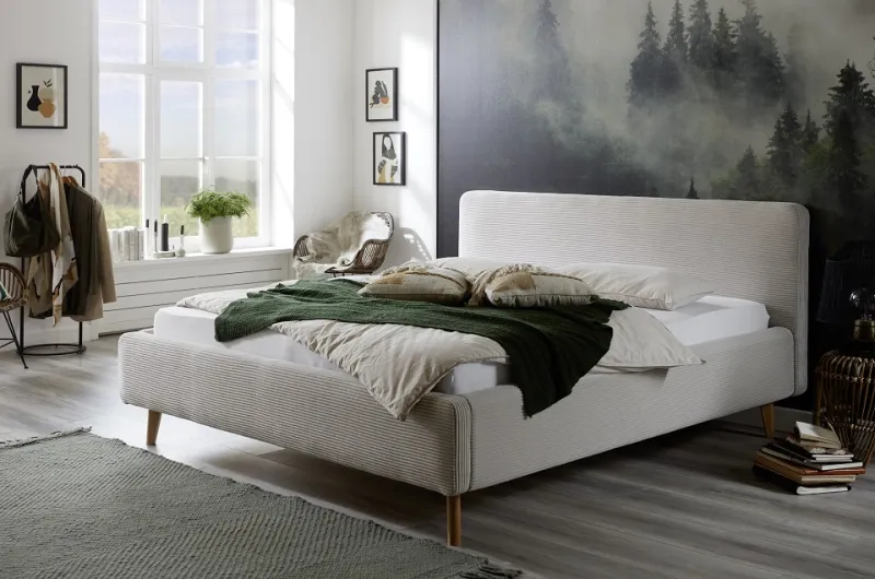 Polsterbett Mattis Cord | beige | 180 x 200 cm | mit Lattenrost & Bettkasten