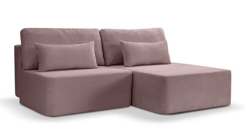 Schlafsofa Amsterix L-Form rechts | 213cm | Cord | altrosa