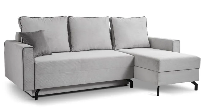 Schlafsofa Marti L-Form rechts | 230cm | Cord | hellgrau
