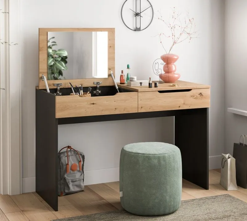 Schminktisch Canu mit Spiegel | grau / Artisan Eiche