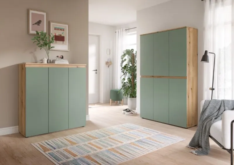Schrankkombination Scarpa 2 | 2-teilig | Smoke green / Evoke Eiche