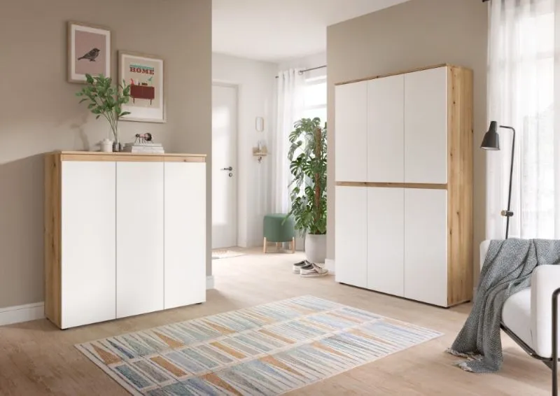 Schrankkombination Scarpa 2 | 2-teilig | weiß / Evoke Eiche