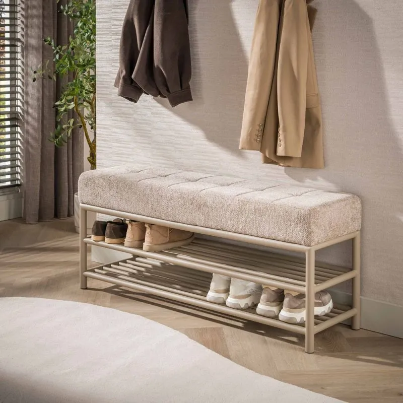 Schuhbank Shio | mit gepolsterter Sitzfläche | 125cm | beige
