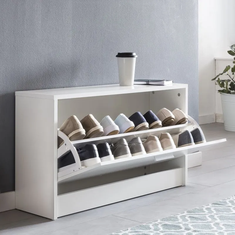 Schuhbank Zoey | mit Klappe | Weiß