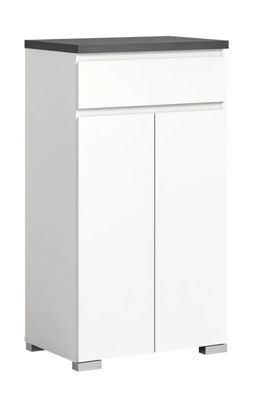 Schuhkommode Shoelove mit Schubkasten | weiß / Industrial grau | ohne Beleuchtung 60 cm x 109 cm x 40 cm