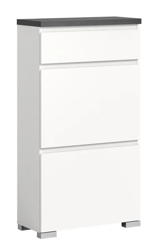 Schuhschrank Shoelove mit Schubkasten | weiß / Industrial grau | ohne Beleuchtung 60 cm x 109 cm x 27 cm