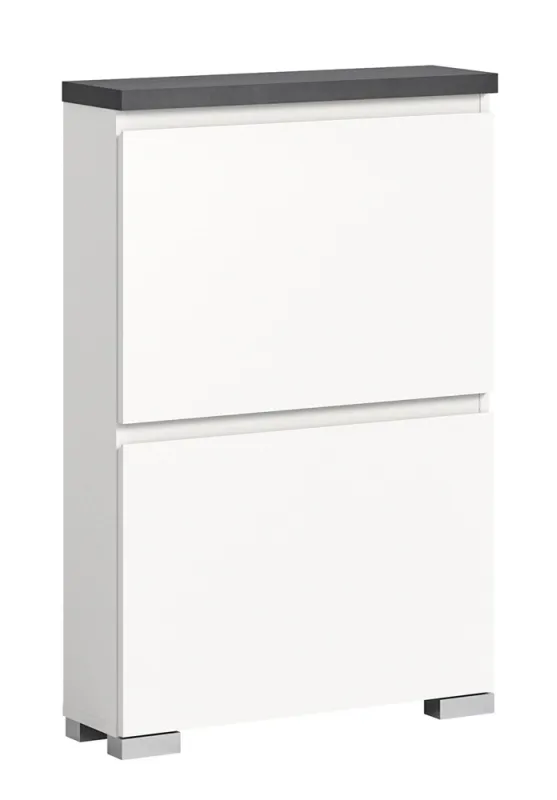 Schuhschrank Shoelove | weiß / Industrial grau | mit Beleuchtung 60 cm x 88 cm x 18 cm