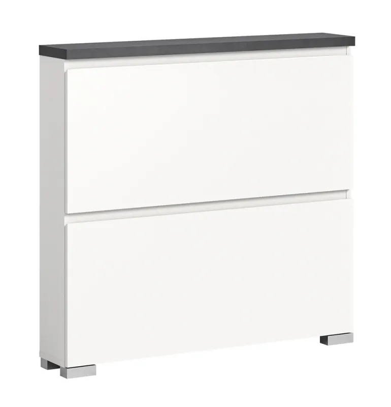 Schuhschrank Shoelove | weiß / Industrial grau | mit Beleuchtung 95 cm x 88 cm x 18 cm