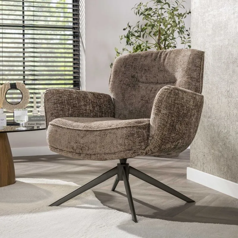 Sessel Duba | drehbar | Hoven-Stoff | champagne-braun