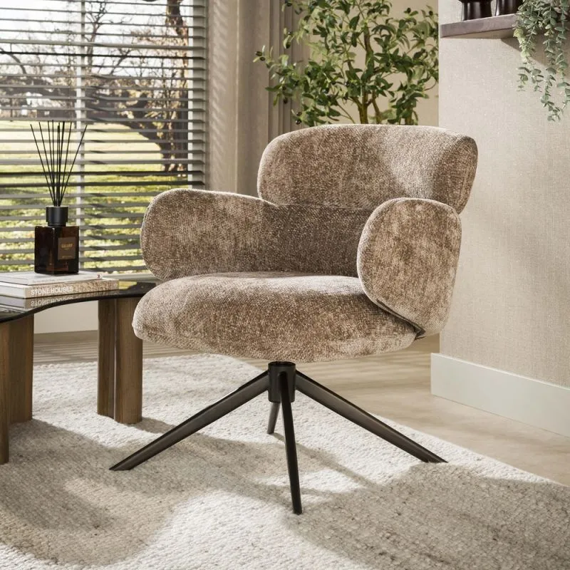 Sessel Milagro | drehbar | Hoven-Stoff / Chenillegewebe | champagne-braun