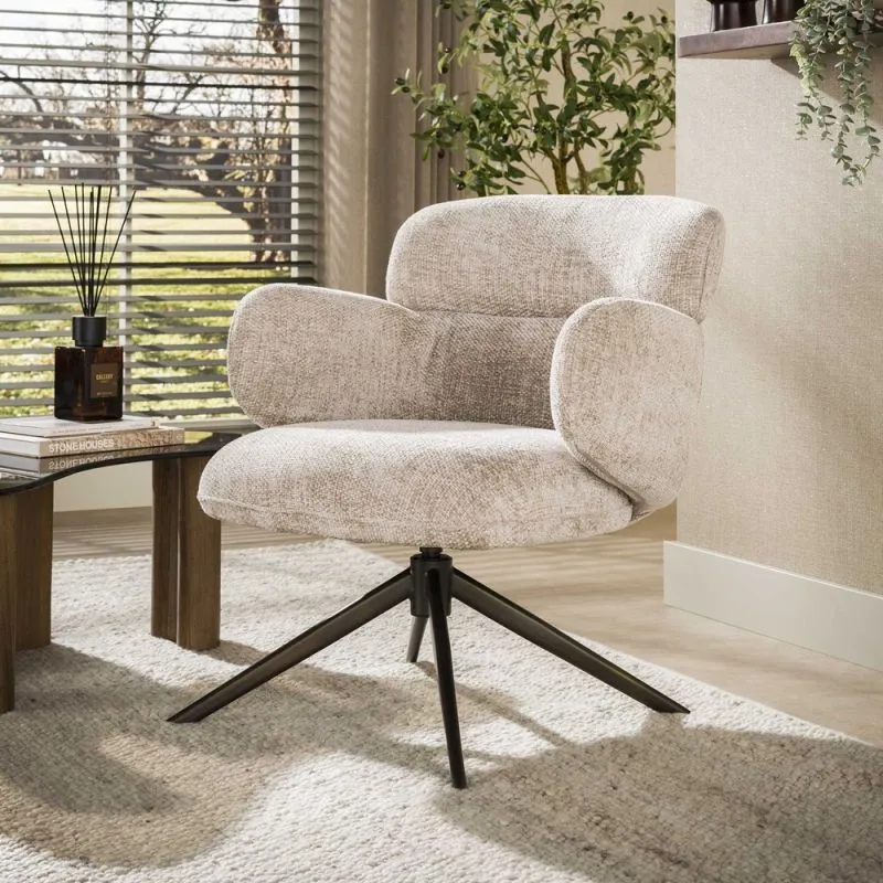 Sessel Milagro | drehbar | Hoven-Stoff / Chenillegewebe | sand - braun