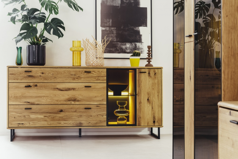 Sideboard Arezzo | Wildeiche / anthrazit | LED Beleuchtung