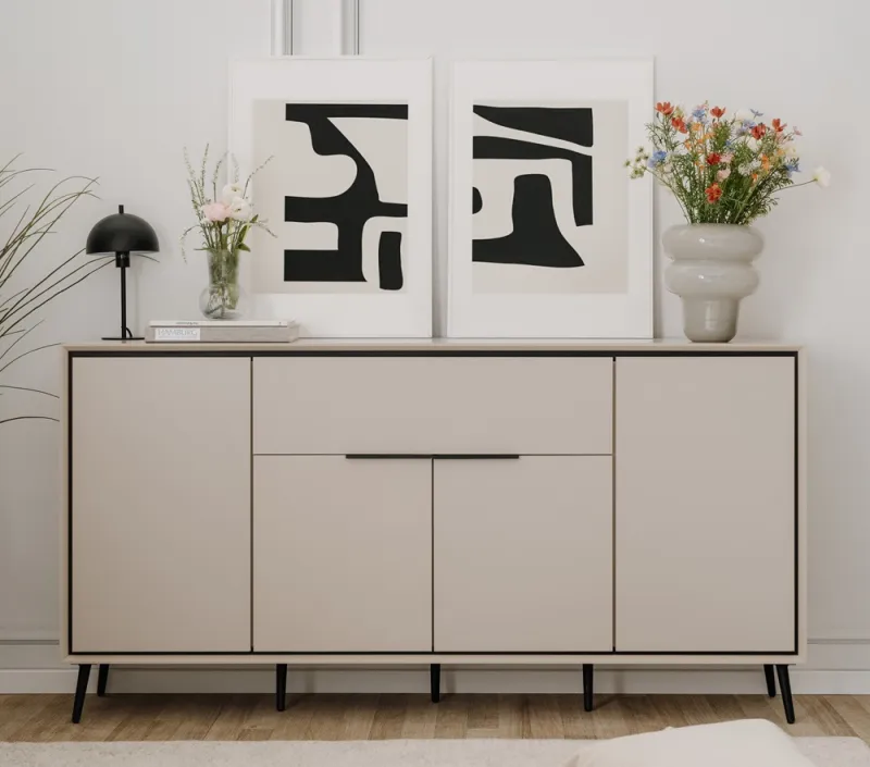 Sideboard Arona mit Schubkästen | sand / schwarz