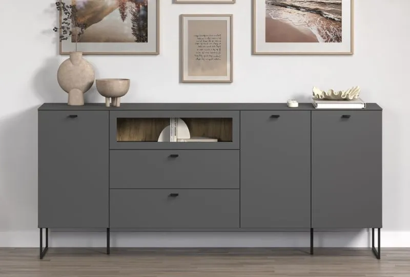 Sideboard Bellugi 1, Anthrazit Dekor