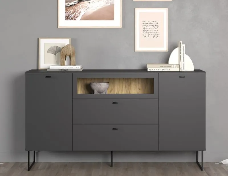 Sideboard Bellugi, Anthrazit Dekor