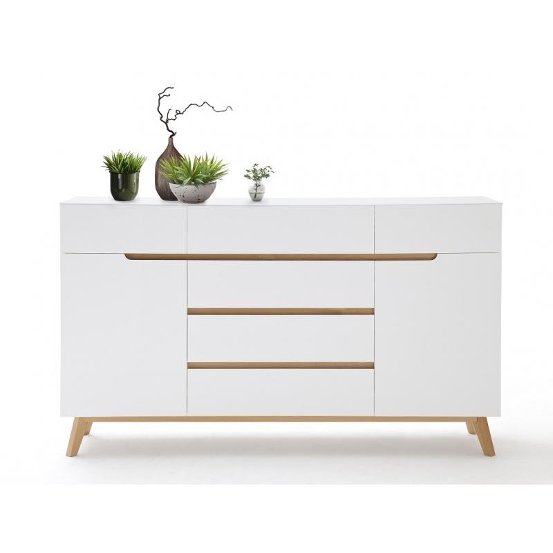 Sideboard Cervo 2 | weiß matt / Asteiche massiv