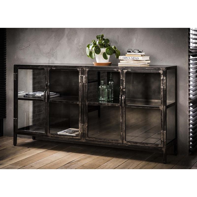 Sideboard Edfu | Glas & Metall | Vintage anthrazit