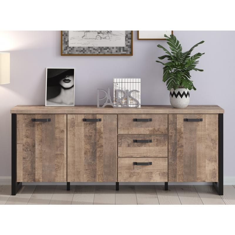 Sideboard Emile | Eiche Tabak / Schwarz