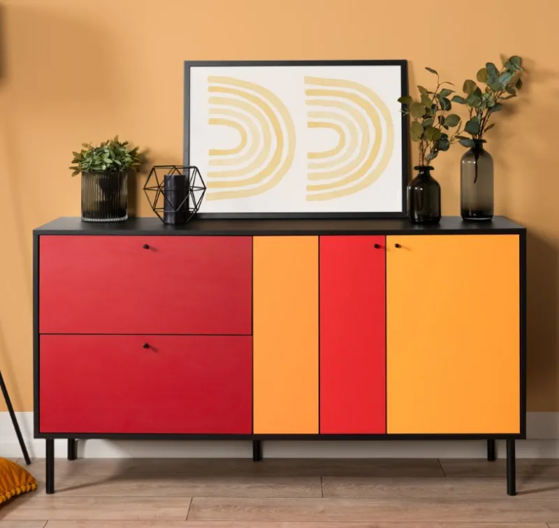 Sideboard Kommode Lucca | schwarz / Multicolor