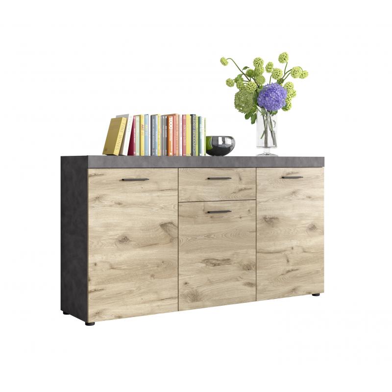 Sideboard Kommode Swift | matera grau / Nox Oak