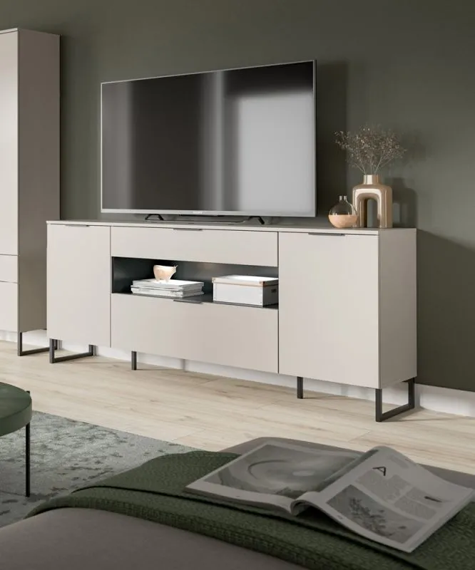 Sideboard Noida | Kaschmir / schwarz ohne Beleuchtung
