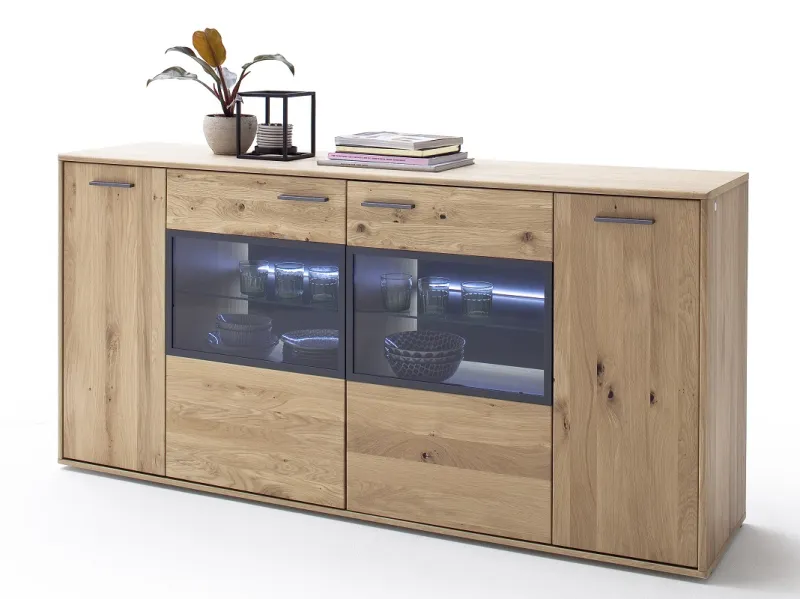 Sideboard Portland | Asteiche Bianco | mit 2-er set LED Band 45 cm