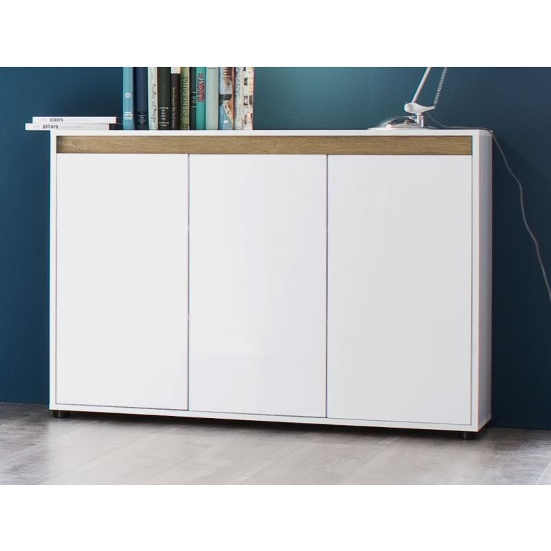 Sideboard Sol | weiß Hochglanz / Alteiche | Lack | 119 cm